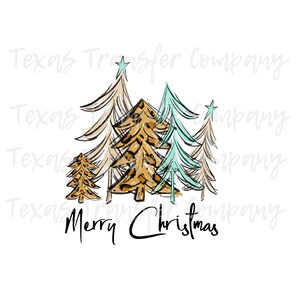 Weihnachtsbäume Sublimationstransfer, Baumwoll-T-Shirt-Transfer, druckfertige Hitzetransfer, Leopard-Weihnachtsbaum-Transfer, Frohe Weihnachten