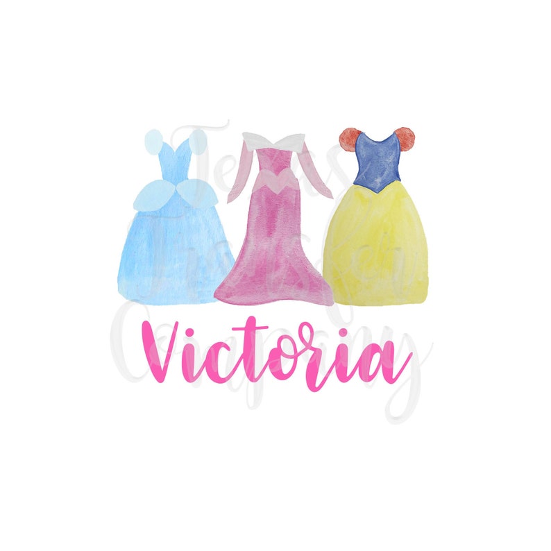 ready to press heat transfer cotton tshirt transfer watercolor princess fairytale personalized princess dresses sublimation transfer