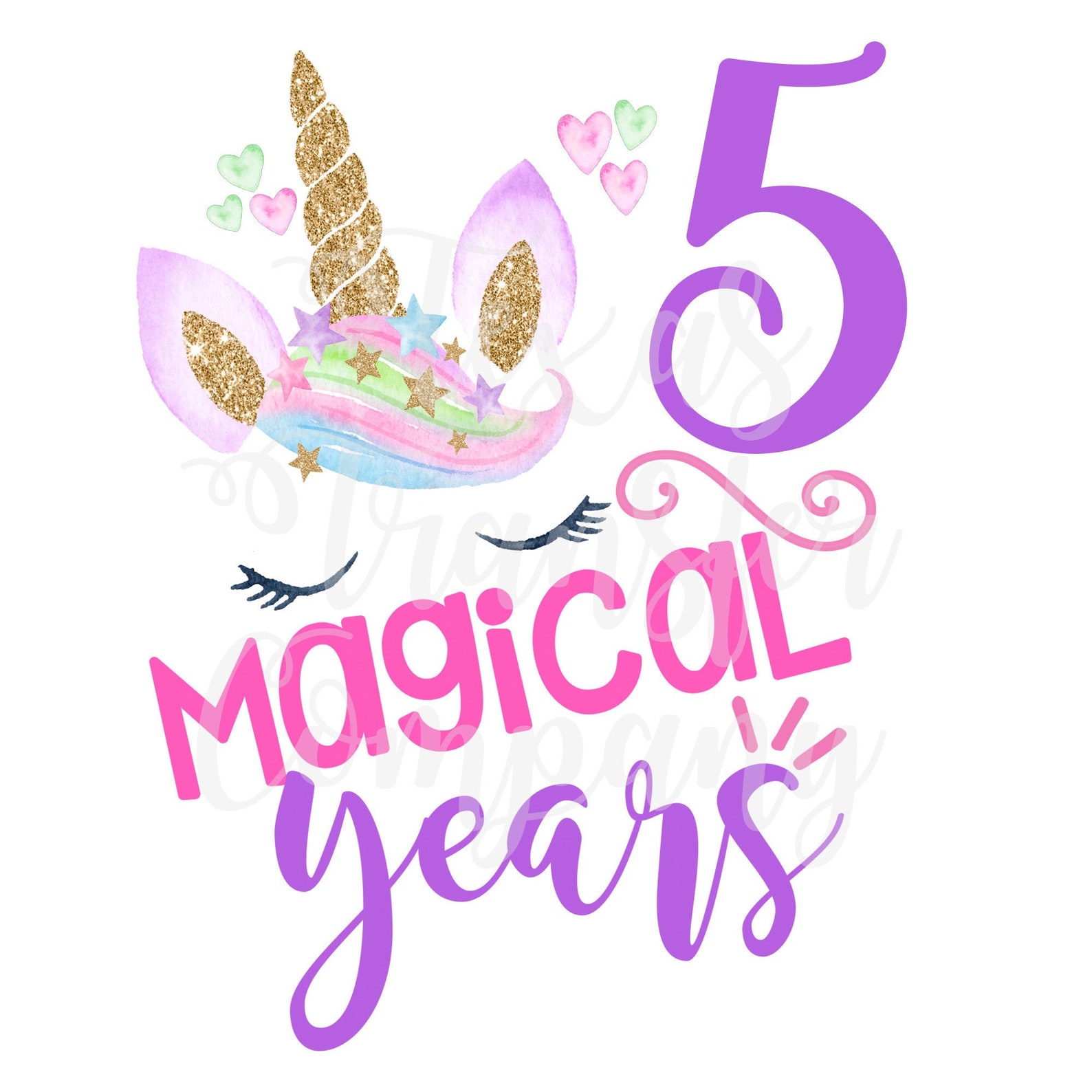 Unicorn Birthday Shirt Digital Download 5 Magical Years - Etsy