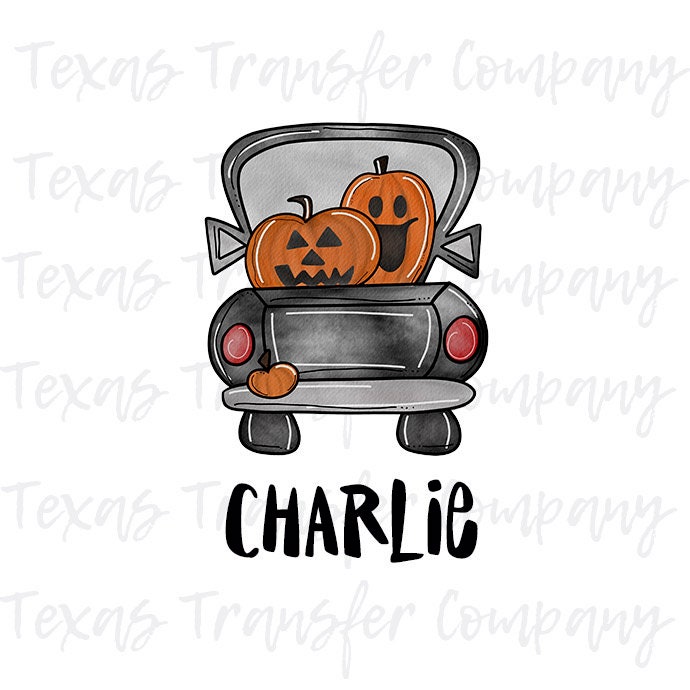 pumpkin truck sublimation heat transfer, cotton tshirt transfer, ready to press heat transfer, jack o lantern halloween sublimation transfer