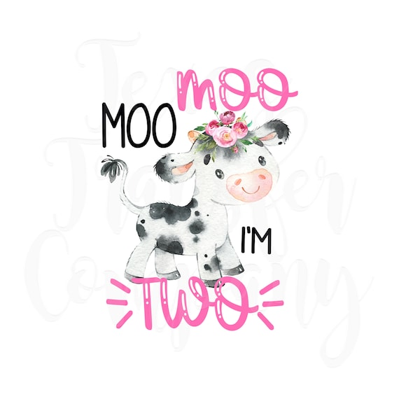Holy Cow Im 2 Boy or Girl Embroidered Farm Animal Birthday Party Shirt 