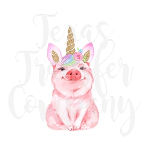 Unicorn Pig Sublimation transfer, 4th of July sublimation transfer, cute pig with unicorn horn and ears