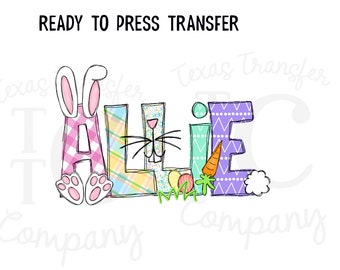 custom girls easter name alphabet sublimation transfer, cotton tshirt transfer, easter Tshirt transfer, customized name transfer
