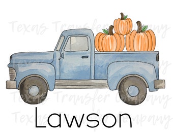 blue pumpkin truck sublimation transfer, cotton tshirt transfer, ready to press heat transfer, custom personalized sublimation transfer