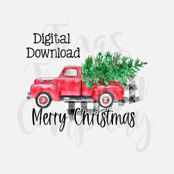 Red Christmas Truck Png / Christmas Tree Red Truck Png for - Etsy