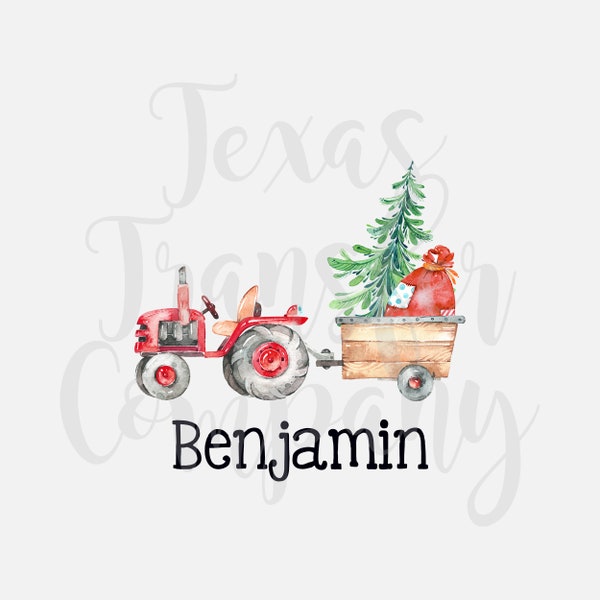 red christmas tractor sublimation transfer, cotton tshirt transfer, ready to press heat transfer, christmas boys tractor tshirt transfer