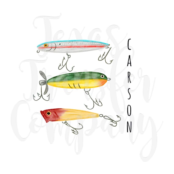 Fishing Lures Sublimation Transfer Ready to Press, Cotton Tshirt Transfer,  Personalized Boys Fishing T-shirt Transfer 