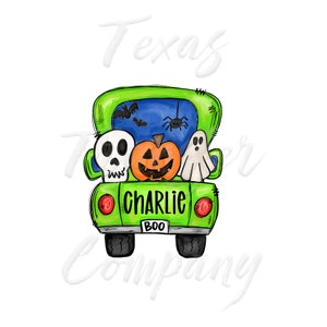 Halloween ghost truck sublimation heat transfer, cotton tshirt transfer, ready to press transfer, spooky halloween jackolantern truck