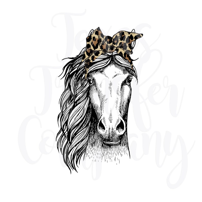 sublimation transfer women/'s tshirt transfer boho horse horse with bandana Horse with leopard bandana sublimation transfer print