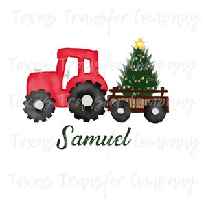 tractor christmas tree sublimation transfer, cotton tshirt transfer, ready to press heat transfer, christmas boys tractor tshirt transfer