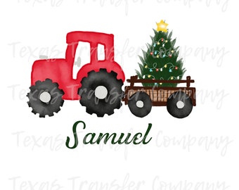 tractor christmas tree sublimation transfer, cotton tshirt transfer, ready to press heat transfer, christmas boys tractor tshirt transfer