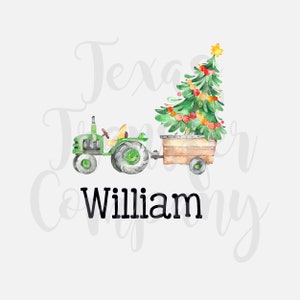 green christmas tractor sublimation transfer, cotton tshirt transfer, ready to press heat transfer, christmas boys tractor tshirt transfer