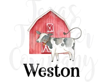 kids cow sublimation transfer, personalized farm Shirt heat transfer, sublimation transfer, cotton heat transfer, farm animal birthday shirt
