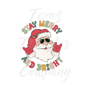 Bleib fröhlich und hell Santa Sublimationstransfer, Retro-Weihnachtstransfer, Baumwoll-T-Shirt-Transfer