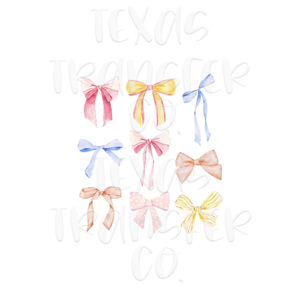 trendy bows sublimation transfer, bow collage transfer, girlie aesthetic, watercolor bows transfer, girlie transfer, coquette shirt transfer