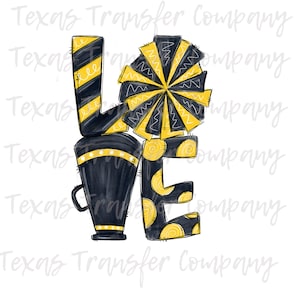 Cheer Black and Yellow Sublimation Transfer, Cotton Tshirt transfer ready to press, cheer transfer, cheerleader design black yellow gold