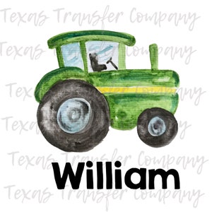 personalized tractor sublimation transfer, ready to press tshirt transfer, personalized green tractor, sublimation