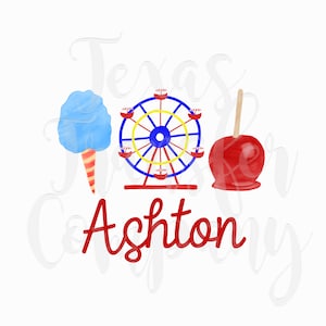 cotton candy carnival sublimation transfer, kids cotton tshirt transfer, fair Ferris wheel personalized transfer