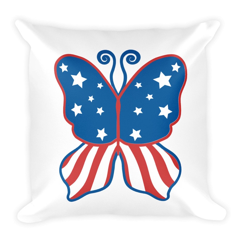 4TH OF JULY BUTTERFLY American Flag Decorative Pillow