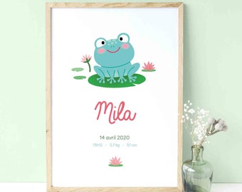 Affiche prénom enfant à personnaliser et à imprimer La grenouille