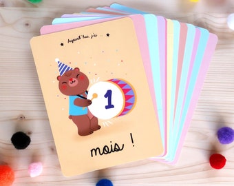 Kit cartes étapes de bébé Cartes à grandir  Ma première année pour immortaliser les progrès de bébé