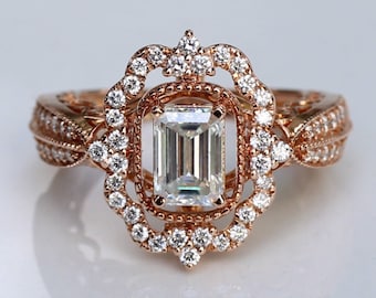 1CT Emerald Lab Grown Diamond Ring For Women, Moissanite Engagement Ring For Her, IGI Certified Emerald Diamond Women Ring, Propose Ring