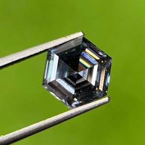1ct to 6ct Handcrafted Gray Hexagon Moissanite, Loose Hexagon Cut Moissanite for Customized Jewelry