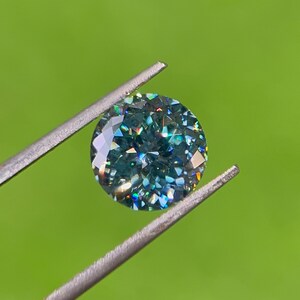 1ct to 5ct Handcrafted Cyan Blue Round Cut Moissanite, Loose Round Cut Cyan Blue Moissanite for Customized Jewelry