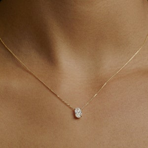 2.3CT Oval Cut Moissanite Pendant, Solid Gold Oval Diamond Pendant Necklace, Women Moissanite Jewelry, Oval Solitaire Pendant for women