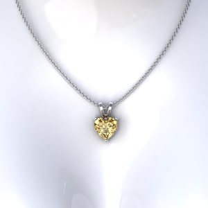 Heart Cut Fancy Yellow Lab Grown Diamond Pendant, Yellow Moissanite Pendant For Women, Bunny Ear Bale, Wedding/Anniversary Gift Pendant