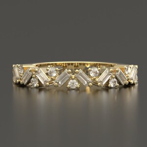 Elegant Diamond Wedding Ring, Solid Gold Moissanite Wedding Ring For Women,Matching Band, Half eternity Ring, Moissanite Band, Ring Enhancer