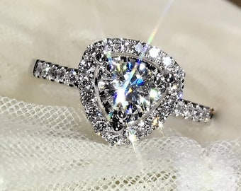 Solid White Gold 14K/18K Diamond Ring Women Moissanite Engagement Ring, Wedding Ring , Anniversary Ring, Forever one Moissanite ring