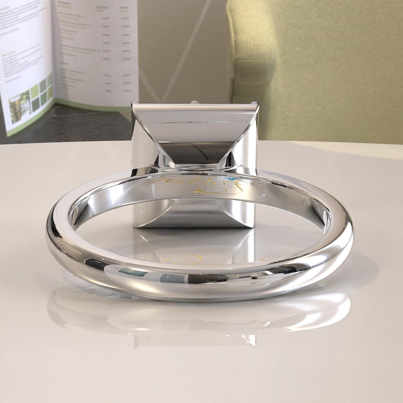 Cut Down Princess Lab Grown Diamond Engagement Ring, Button