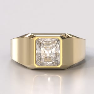 Radiant Cut Moissanite Men's Ring, Solid Gold Ring For Men, Men's Moissanite Wedding Ring, Silver Ring for men, Platinum gents ring