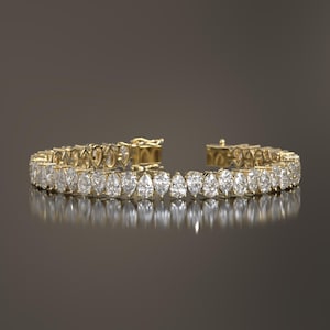 Bracciale tennis con diamanti coltivati in laboratorio per donne e uomini, bracciale tennis con diamanti a forma di pera per matrimoni, bracciale Eternity a forma di pera in oro massiccio