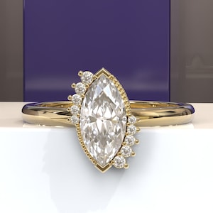 Marquise Lab Grown Diamond Ring For Women, Moissanite Women Engagement Ring, IGI Certified Marquise Diamond Women Ring For Her, Propose Ring