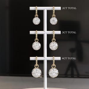 Georgian Cut Down Button Back Setting Lab Grown Diamond Earrings Gypset, Victorian Earrings, White Bezel Moissanite Hoop Earrings