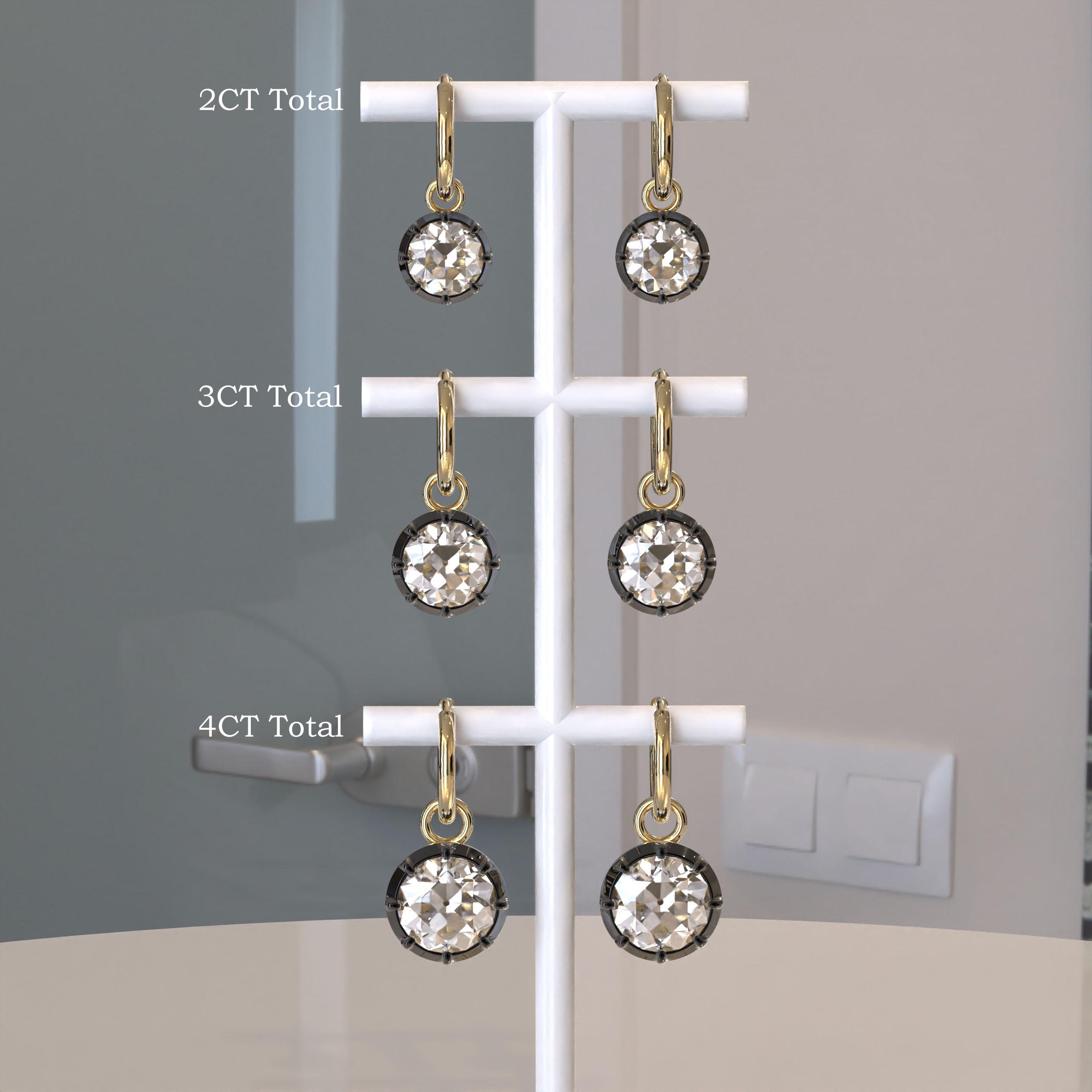 Boucles D'oreilles Clous En Or 18K Avec Diamants 0,32 Cts - Coupe Excellente, Naturels