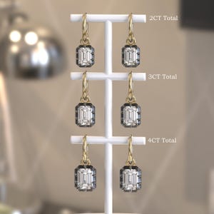 Georgian Cut Down Button Back Setting Moissanite Earrings Gypset, Victorian Earrings, Blackened Gold Lab Grown Diamond Hoop Earrings