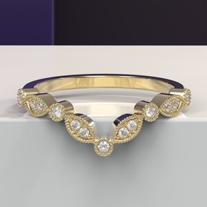 Vintage Women Wedding Band with colorless moissanite | Comfort fit band | Wedding Band Rings | Classic Moissanite Band | Women Wedding Ring