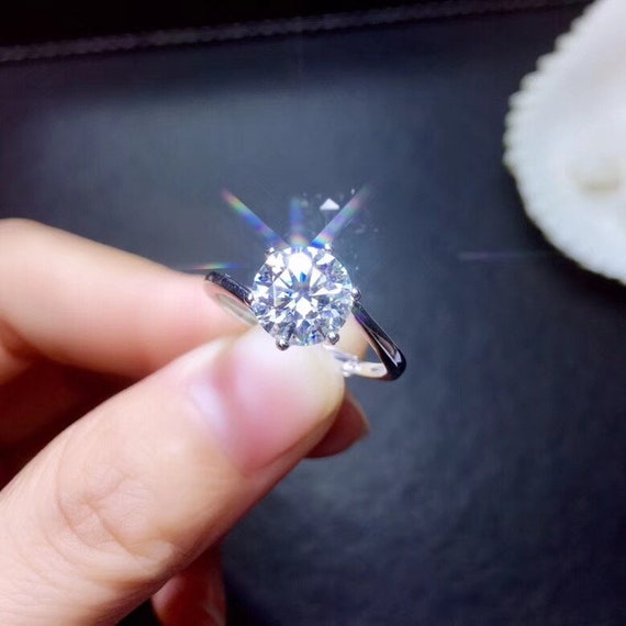 Delicate Diamond Ring, 18k White Gold Ring, Minimalist Engagement Ring –  Adina Stone Jewelry