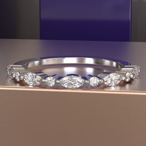 Matching band, Wedding band for women, Stacking band for ring, diamond wedding ring, Half Eternity Women Wedding Ring