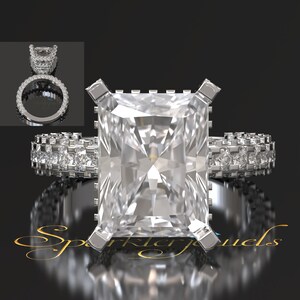 Radiant Cut 9CT Moissanite Engagement Ring, Solid white/yellow/rose Gold Radiant Women Engagement Ring, Radiant Moissanite Proposal Ring
