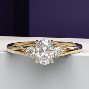 Three Stone Oval Lab Grown Diamond Ring For Women, Moissanite Engagement Ring For Her, IGI Certified Diamond Propose Ring, Women Ring