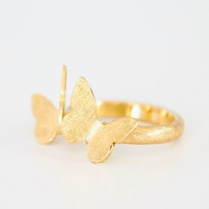 Gorgeous butterfly ring 18kt gold or 925 silver - solid - matte - ice matt - spring - summer - handmade