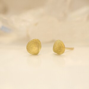 Boucles d'oreilles à tige design coque - boucles d'oreilles coque - or massif - or 18 carats - boucles d'oreilles coquillage