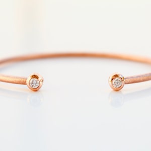 Bracelet diamant - 18k or rose - 14k or rose avec 2 diamants - bracelet - fait main - unique - orfèvre