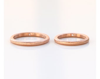 Trauringe Eheringe Paar - Partneringe aus 18 Karat Roségold Rotgold - für Hochzeit personalisierbar - Trauringe Roségold