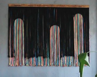 Large Macrame Wall Hanging, Multicolored Boho Headboard