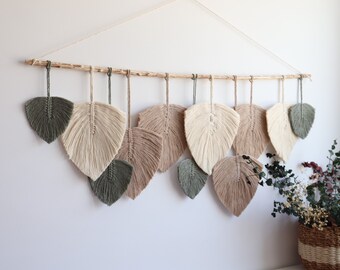Large boho bedroom decor, Gift for the home decor, Fiber art wall hanging, Earth tones modern farmhouse, kids room decor